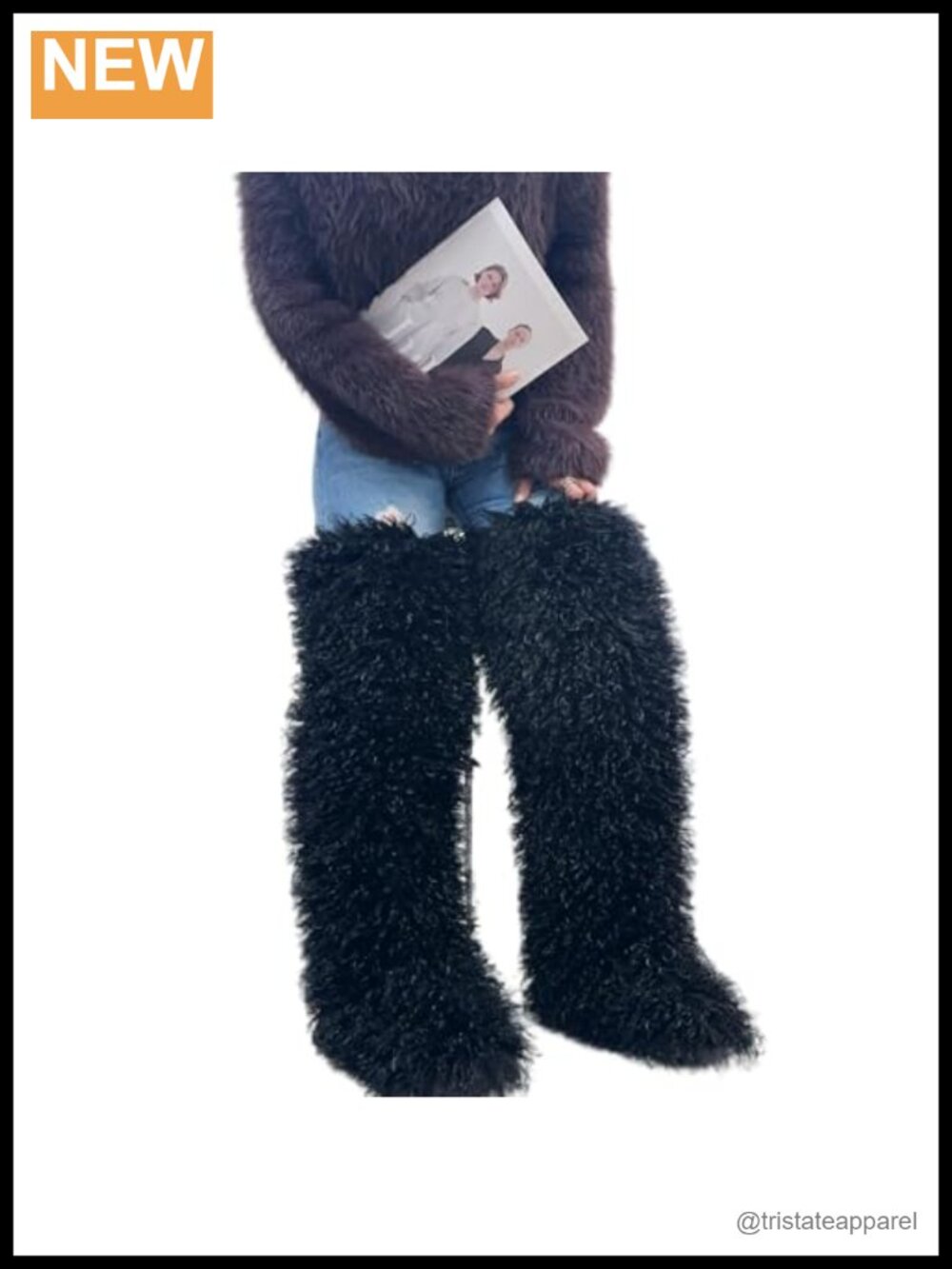 Faux Fur Thigh High Over the Knee Boots Flat Sole Slip On Women's Winter